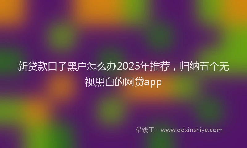 新贷款口子黑户怎么办2025年推荐，归纳五个无视黑白的网贷app