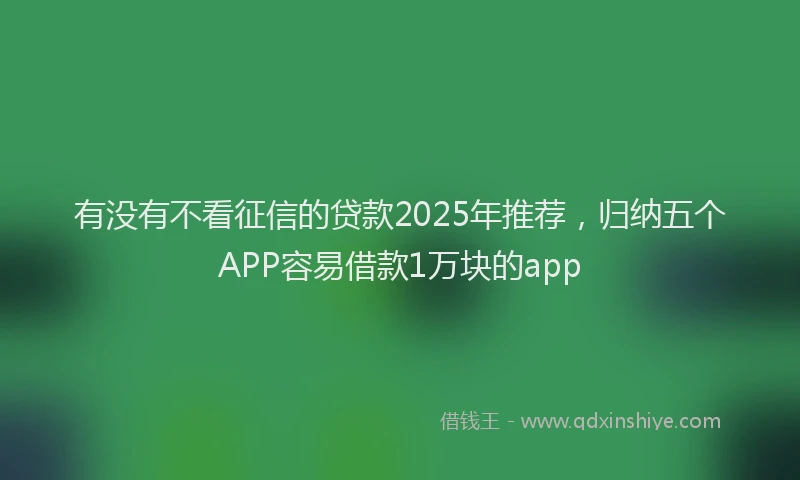 有没有不看征信的贷款2025年推荐，归纳五个APP容易借款1万块的app