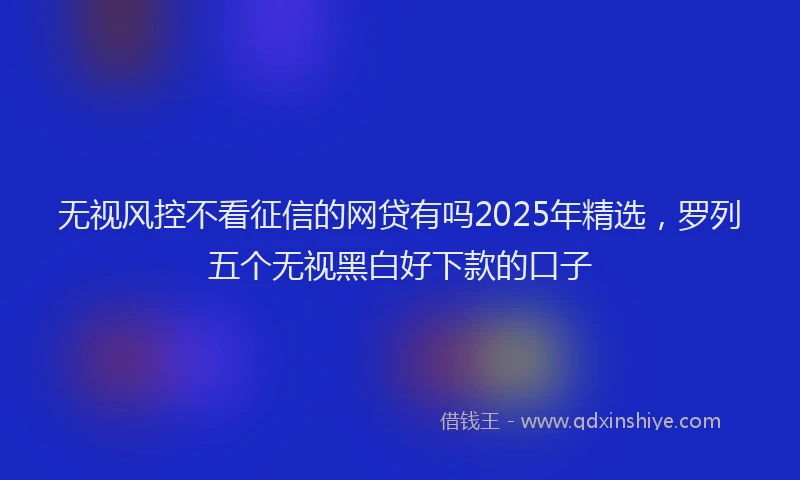 无视风控不看征信的网贷有吗2025年精选，罗列五个无视黑白好下款的口子