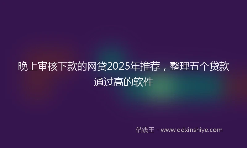 晚上审核下款的网贷2025年推荐，整理五个贷款通过高的软件