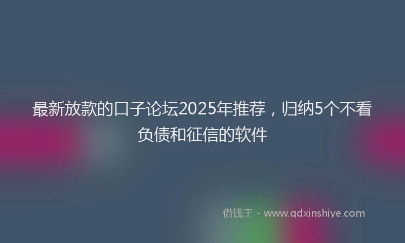最新放款的口子论坛2025年推荐，归纳5个不看负债和征信的软件