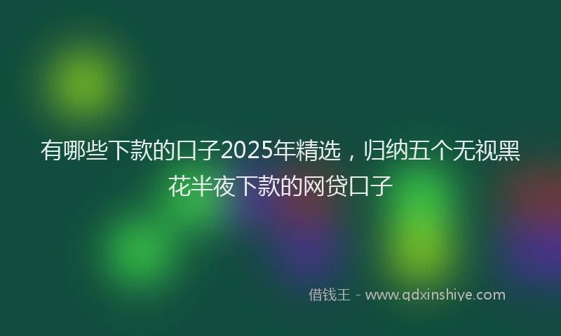 有哪些下款的口子2025年精选，归纳五个无视黑花半夜下款的网贷口子