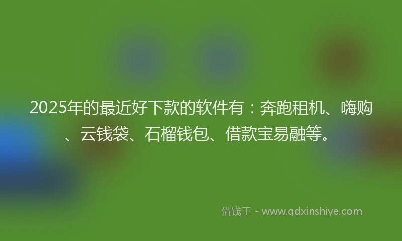 2025年的最近好下款的软件有：奔跑租机、嗨购、云钱袋、石榴钱包、借款宝易融等。