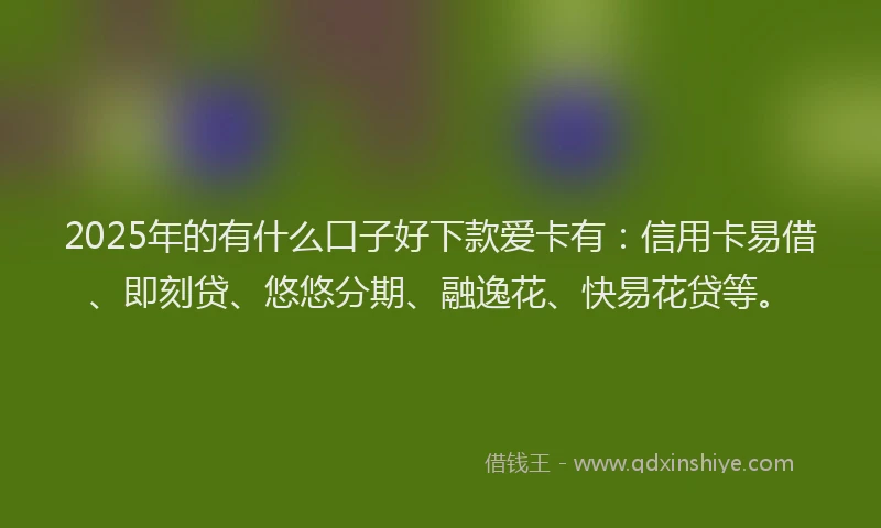 2025年的有什么口子好下款爱卡有：信用卡易借、即刻贷、悠悠分期、融逸花、快易花贷等。