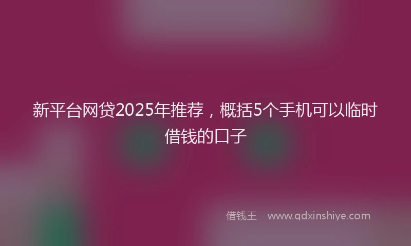 新平台网贷2025年推荐，概括5个手机可以临时借钱的口子