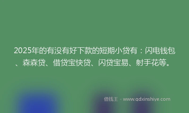 2025年的有没有好下款的短期小贷有：闪电钱包、森森贷、借贷宝快贷、闪贷宝易、射手花等。