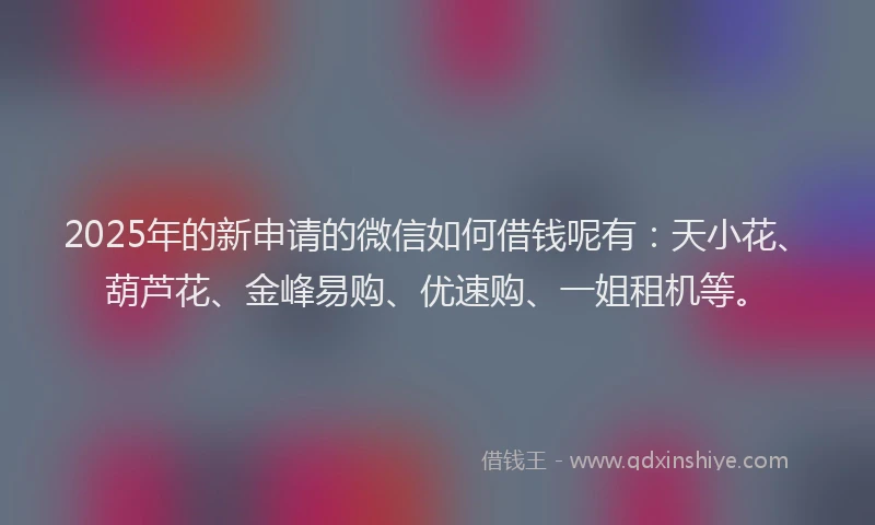 2025年的新申请的微信如何借钱呢有：天小花、葫芦花、金峰易购、优速购、一姐租机等。