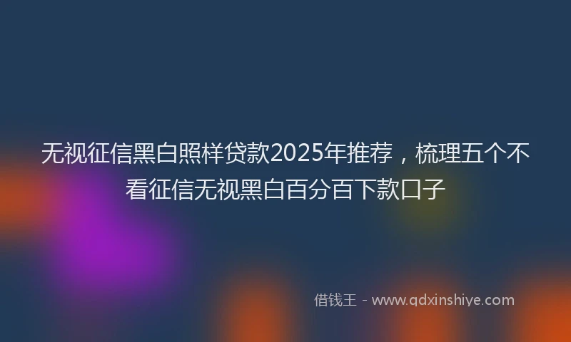 无视征信黑白照样贷款2025年推荐，梳理五个不看征信无视黑白百分百下款口子