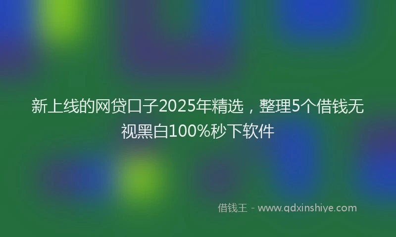 新上线的网贷口子2025年精选，整理5个借钱无视黑白100%秒下软件
