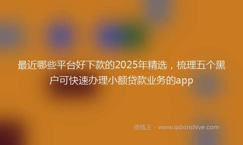 最近哪些平台好下款的2025年精选，梳理五个黑户可快速办理小额贷款业务的app