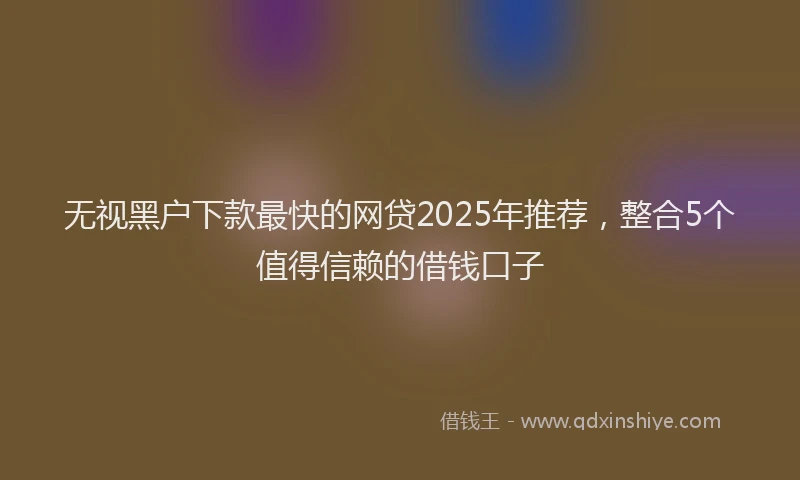 无视黑户下款最快的网贷2025年推荐，整合5个值得信赖的借钱口子