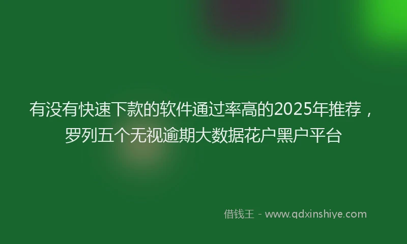 有没有快速下款的软件通过率高的2025年推荐，罗列五个无视逾期大数据花户黑户平台