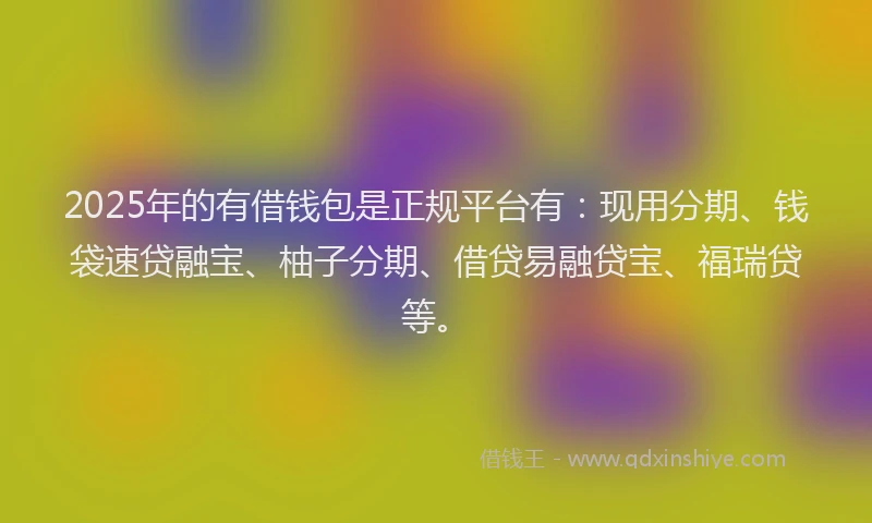 2025年的有借钱包是正规平台有：现用分期、钱袋速贷融宝、柚子分期、借贷易融贷宝、福瑞贷等。