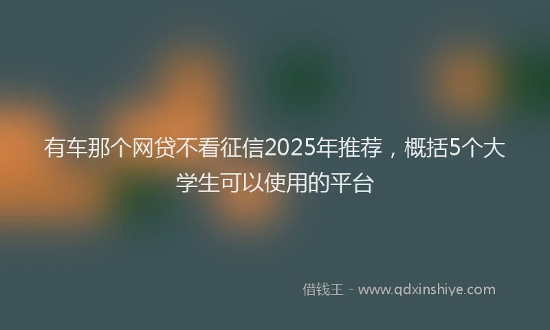 有车那个网贷不看征信2025年推荐，概括5个大学生可以使用的平台