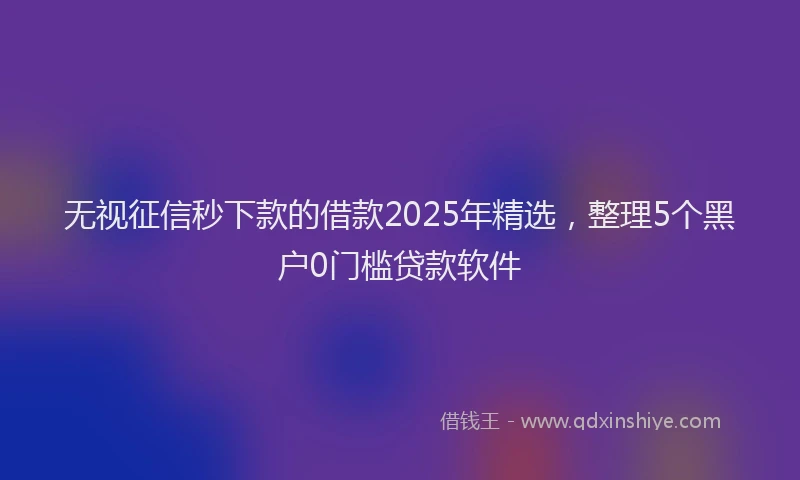 无视征信秒下款的借款2025年精选，整理5个黑户0门槛贷款软件