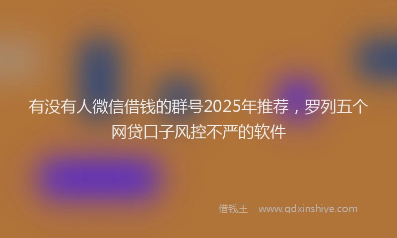 有没有人微信借钱的群号2025年推荐，罗列五个网贷口子风控不严的软件