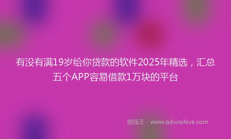 有没有满19岁给你贷款的软件2025年精选，汇总五个APP容易借款1万块的平台