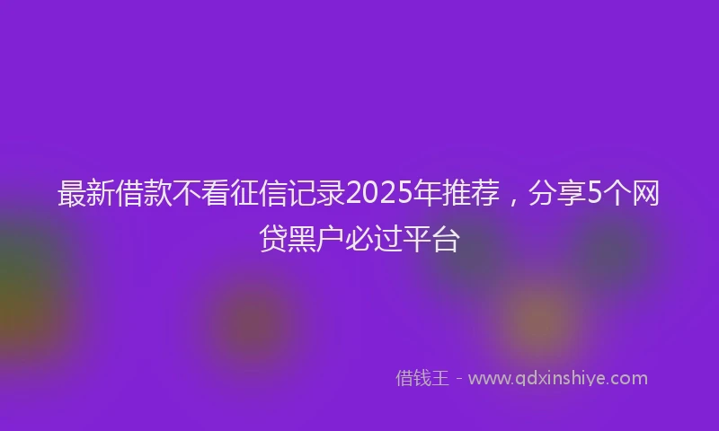 最新借款不看征信记录2025年推荐，分享5个网贷黑户必过平台