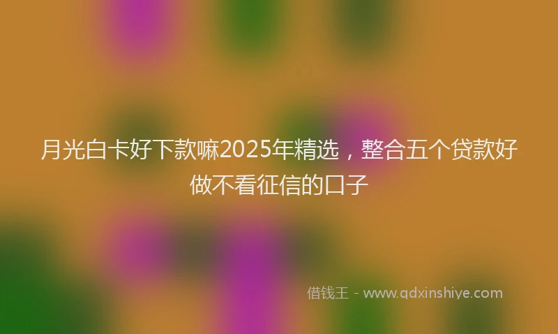 月光白卡好下款嘛2025年精选，整合五个贷款好做不看征信的口子