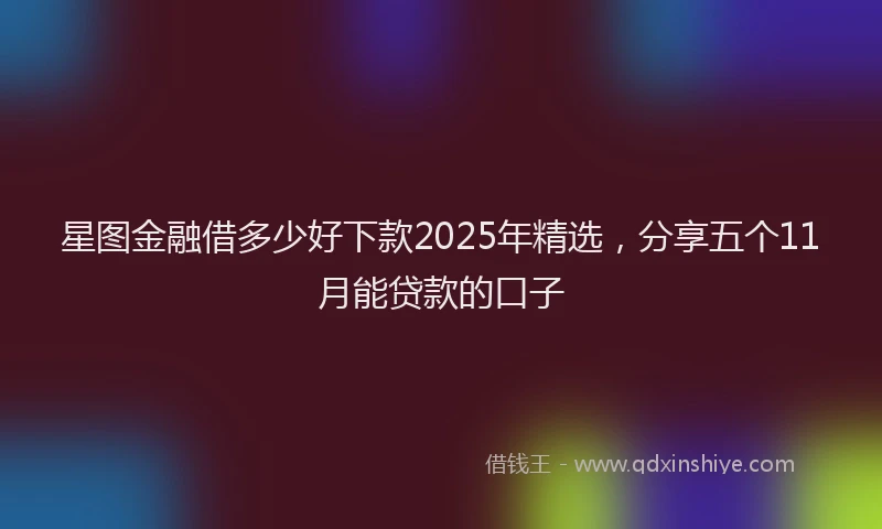 星图金融借多少好下款2025年精选，分享五个11月能贷款的口子