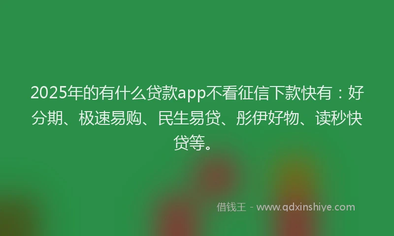2025年的有什么贷款app不看征信下款快有：好分期、极速易购、民生易贷、彤伊好物、读秒快贷等。