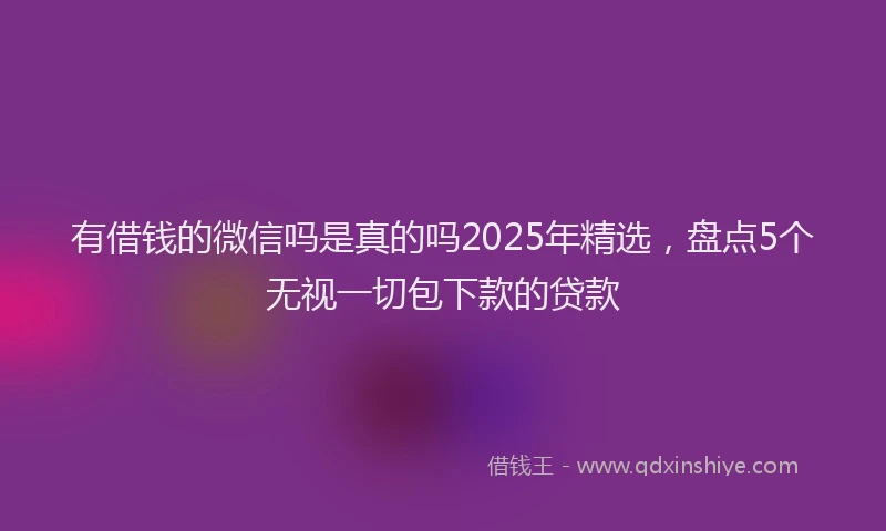 有借钱的微信吗是真的吗2025年精选，盘点5个无视一切包下款的贷款