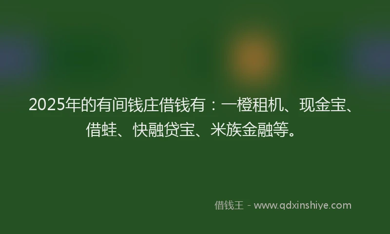 2025年的有间钱庄借钱有：一橙租机、现金宝、借蛙、快融贷宝、米族金融等。