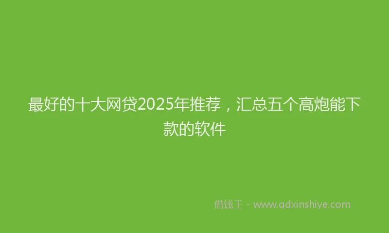 最好的十大网贷2025年推荐，汇总五个高炮能下款的软件
