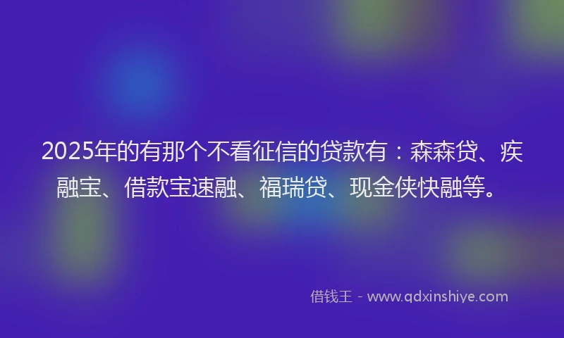 2025年的有那个不看征信的贷款有：森森贷、疾融宝、借款宝速融、福瑞贷、现金侠快融等。