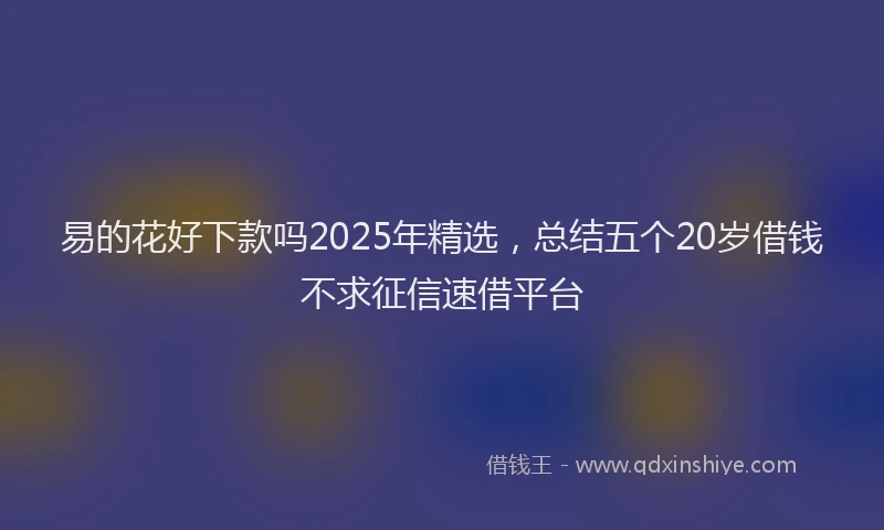易的花好下款吗2025年精选，总结五个20岁借钱不求征信速借平台
