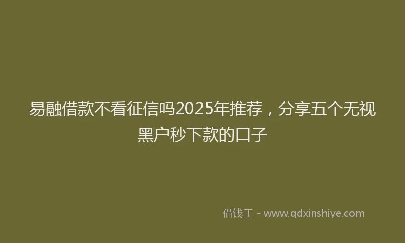 易融借款不看征信吗2025年推荐，分享五个无视黑户秒下款的口子