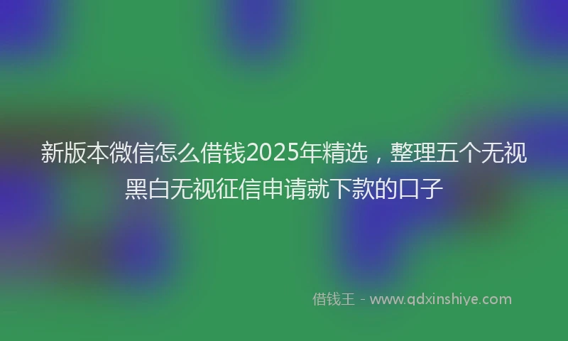 新版本微信怎么借钱2025年精选，整理五个无视黑白无视征信申请就下款的口子