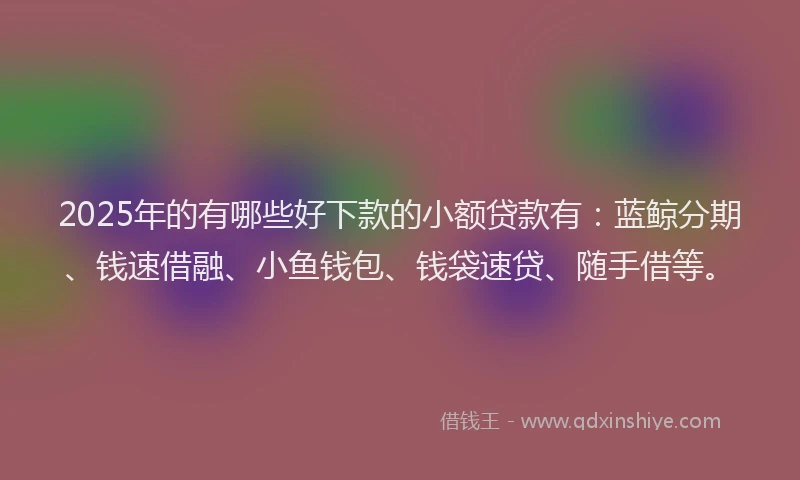 2025年的有哪些好下款的小额贷款有：蓝鲸分期、钱速借融、小鱼钱包、钱袋速贷、随手借等。