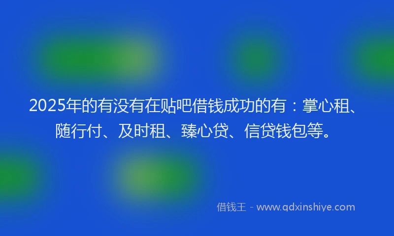 2025年的有没有在贴吧借钱成功的有：掌心租、随行付、及时租、臻心贷、信贷钱包等。