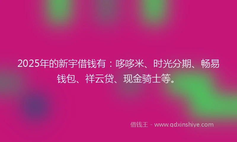 2025年的新宇借钱有：哆哆米、时光分期、畅易钱包、祥云贷、现金骑士等。