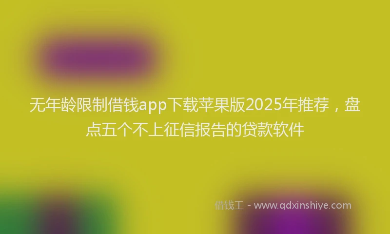 无年龄限制借钱app下载苹果版2025年推荐，盘点五个不上征信报告的贷款软件