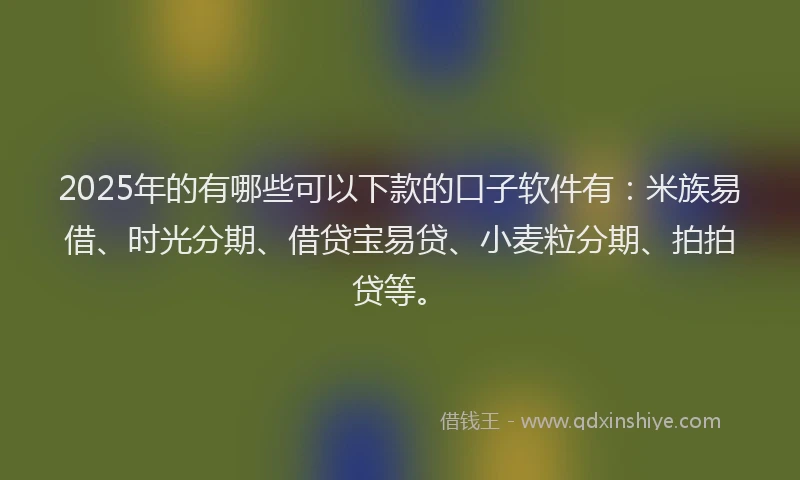 2025年的有哪些可以下款的口子软件有：米族易借、时光分期、借贷宝易贷、小麦粒分期、拍拍贷等。