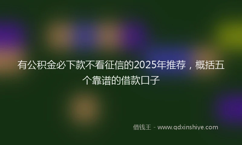 有公积金必下款不看征信的2025年推荐，概括五个靠谱的借款口子