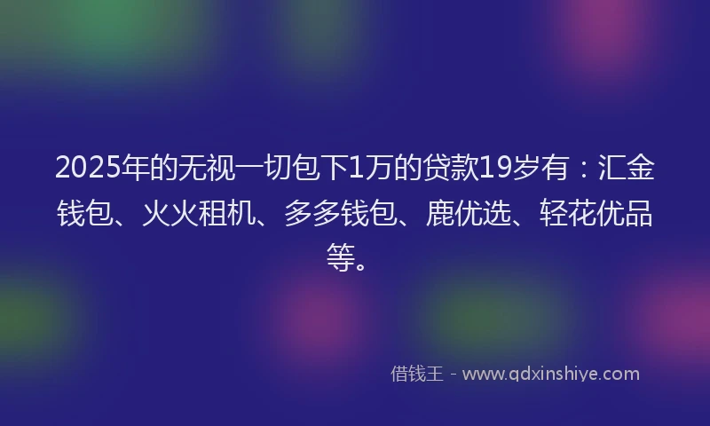 2025年的无视一切包下1万的贷款19岁有：汇金钱包、火火租机、多多钱包、鹿优选、轻花优品等。