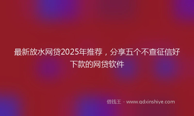最新放水网贷2025年推荐，分享五个不查征信好下款的网贷软件
