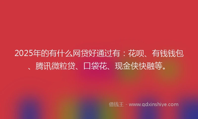 2025年的有什么网贷好通过有：花呗、有钱钱包、腾讯微粒贷、口袋花、现金侠快融等。