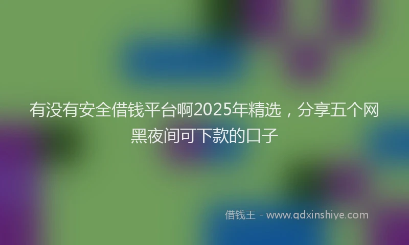 有没有安全借钱平台啊2025年精选，分享五个网黑夜间可下款的口子