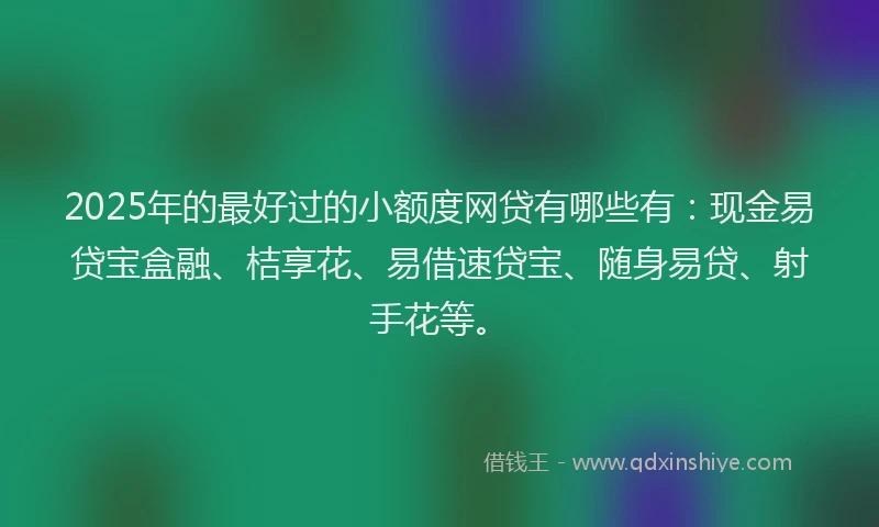 2025年的最好过的小额度网贷有哪些有：现金易贷宝盒融、桔享花、易借速贷宝、随身易贷、射手花等。