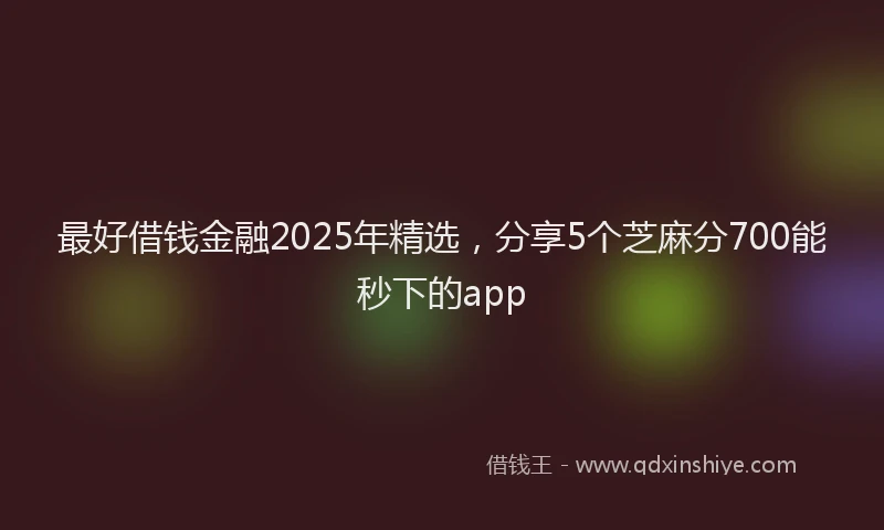 最好借钱金融2025年精选，分享5个芝麻分700能秒下的app