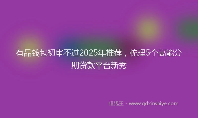 有品钱包初审不过2025年推荐，梳理5个高能分期贷款平台新秀