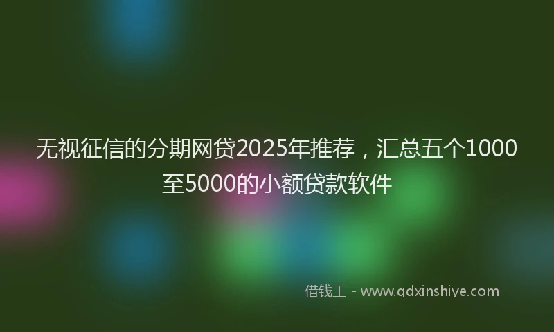 无视征信的分期网贷2025年推荐，汇总五个1000至5000的小额贷款软件