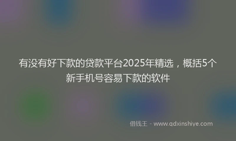 有没有好下款的贷款平台2025年精选，概括5个新手机号容易下款的软件