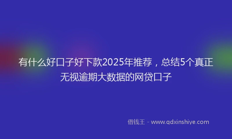 有什么好口子好下款2025年推荐，总结5个真正无视逾期大数据的网贷口子