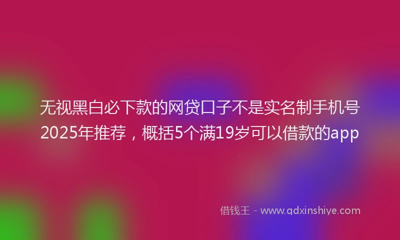 无视黑白必下款的网贷口子不是实名制手机号2025年推荐，概括5个满19岁可以借款的app