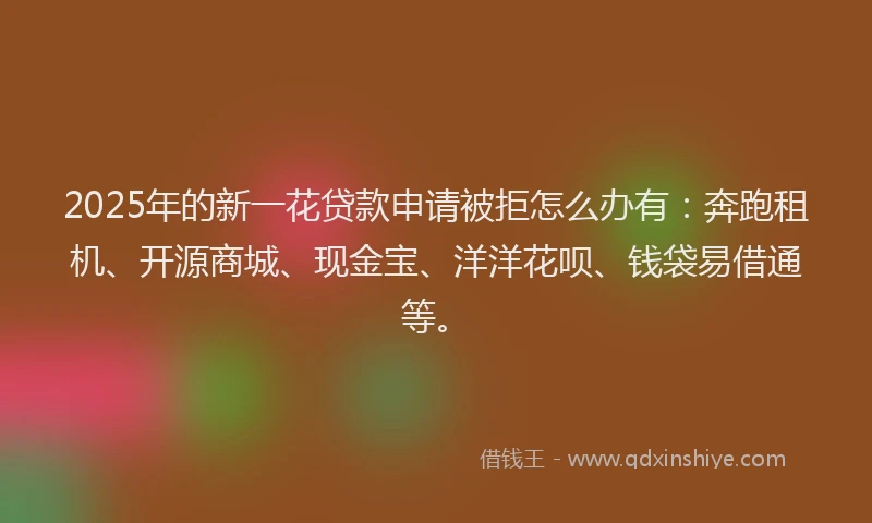 2025年的新一花贷款申请被拒怎么办有：奔跑租机、开源商城、现金宝、洋洋花呗、钱袋易借通等。